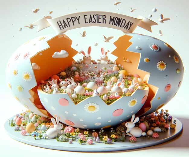 Ein 3D-Design wird für Happy Easter Monday erstellt