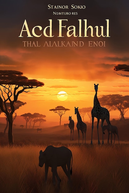 Foto ein 3d-digitalgemälde einer riesigen afrikanischen savanne bei sonnenuntergang