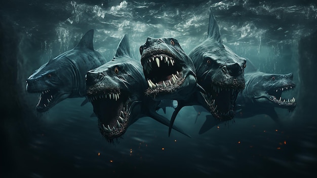 ein 3D-Foto von beängstigendem Horror-Drachen-Design