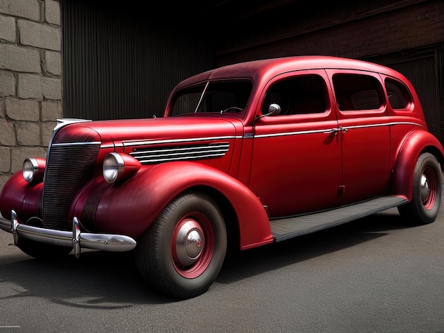 Ein 3D-gerenderter roter Oldtimer