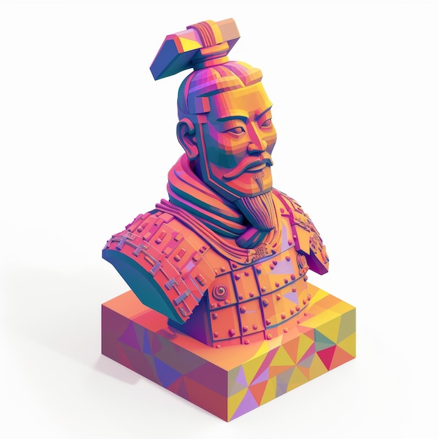 ein 3D-Isometrie-Rendering eines Terra Cotta Warriors-Symbols