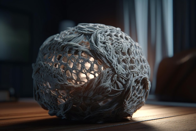 Ein 3D-Modell eines Balls aus Garn