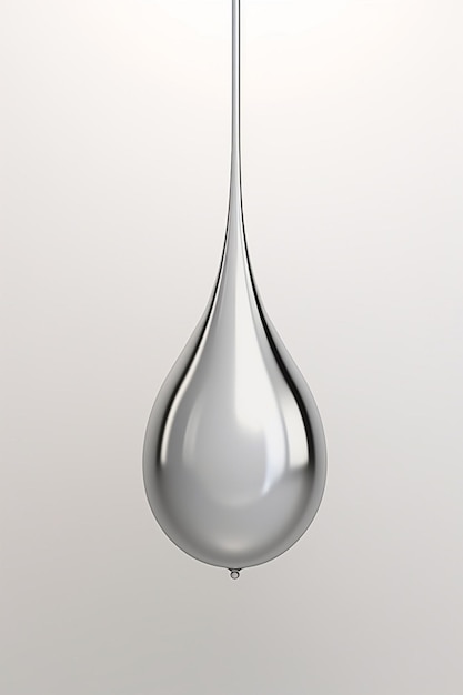 ein 3D-Modell eines minimalistischen Wassertropfens mit einem subtilen Schatten