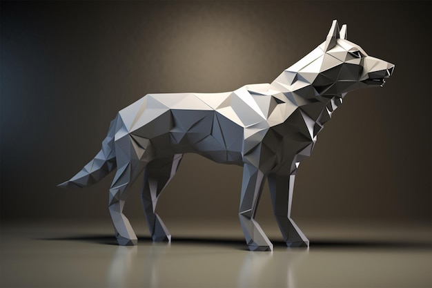 Ein 3D-Modell eines Wolfes mit buntem Hintergrund