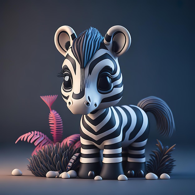 Ein 3D-Modell eines Zebras mit schwarz-weißem Streifenmuster.