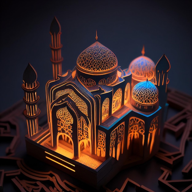 Ein 3D-Papiermodell eines Gebäudes mit einer Kuppel und den Worten Taj Mahal darauf.