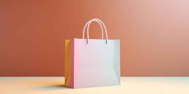 Foto ein 3d-rendering einer papier-shopping-tasche gegen einen weichen pastellfarbenen hintergrund mit genügend kopierplatz