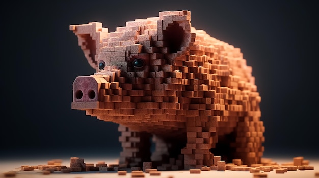 Ein 3D-Schwein aus Legosteinen