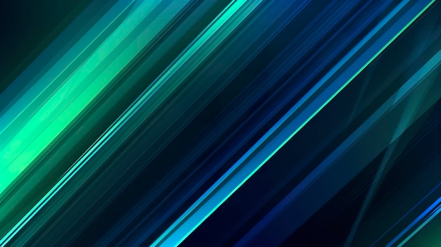 Ein abstrakter blauer und grüner gestreifter Hintergrund im Stil eckiger Formen dunkler himmelblauer und dunkler aquamariner Farbverlauf dynamische Linien Hintergrund erzeugen ai