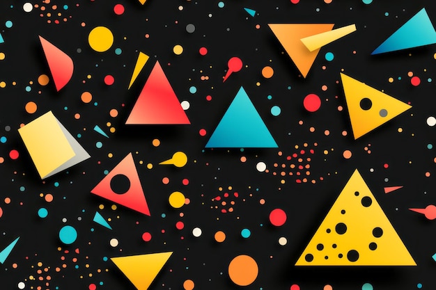 ein abstrakter Hintergrund mit bunten Dreiecken und Punkten