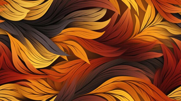 ein abstrakter Hintergrund mit orange-gelben und schwarzen Federn