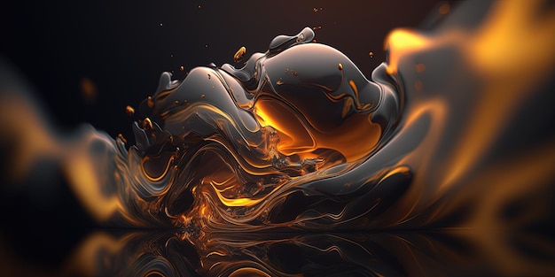 Ein abstrakter orangefarbener und schwarzer Hintergrund mit einer Reflexion generativer KI