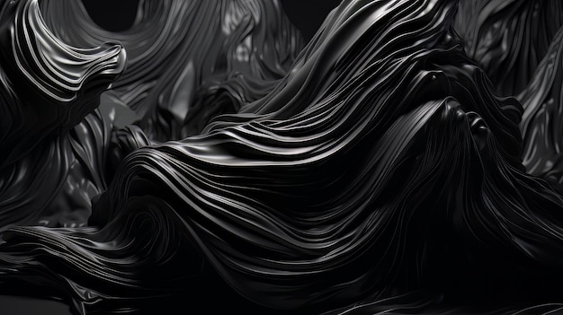 Ein abstrakter schwarzer Hintergrund mit Wellenlinien und Kurven