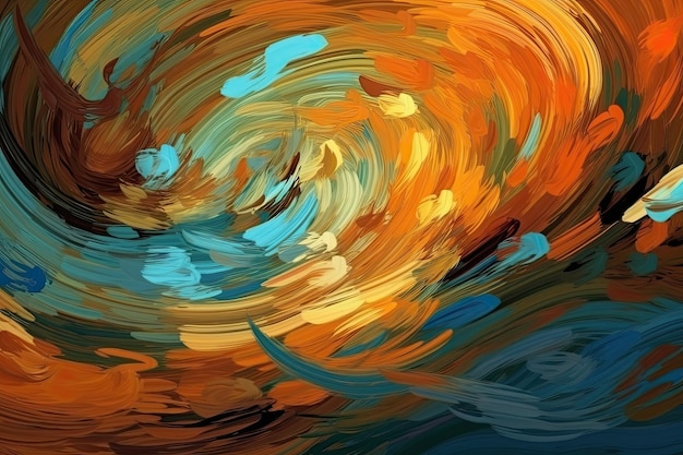 Ein abstraktes Gemälde mit lebendigen, wirbelnden Farben, generative KI
