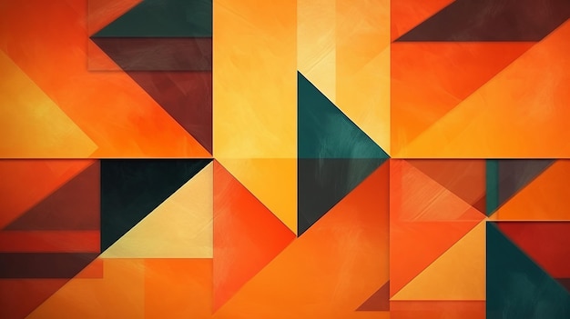 Ein abstraktes Gemälde mit überlappenden orangefarbenen und grünen Formen. Generative KI