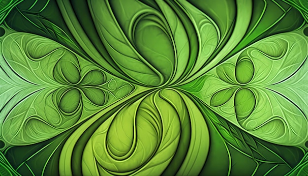 Ein abstraktes grünes Muster mit generativer KI der digitalen Kunstillustration organischer Formen