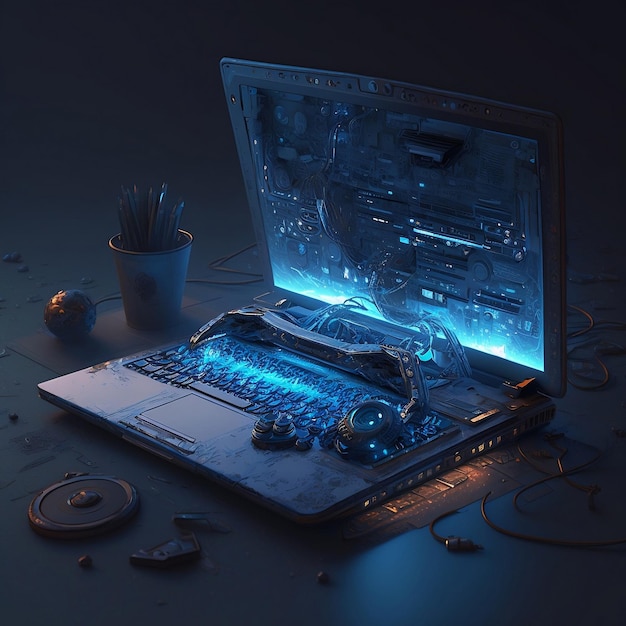 ein äußerst komplexes Bild einer generativen Laptop-Gaming-KI