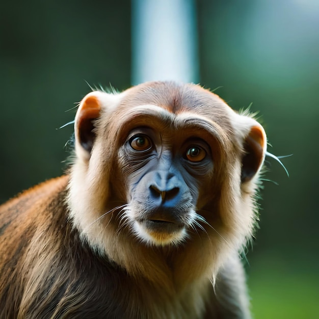 Foto ein affe mit einem schwarzen gesicht und einem schwarzen gesicht.