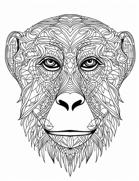 Ein Affenkopf mit Mustern.