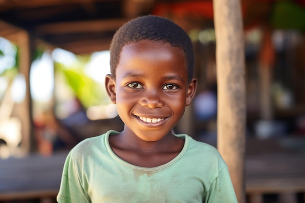 Ein afrikanischer Junge lächelt in die Kamera