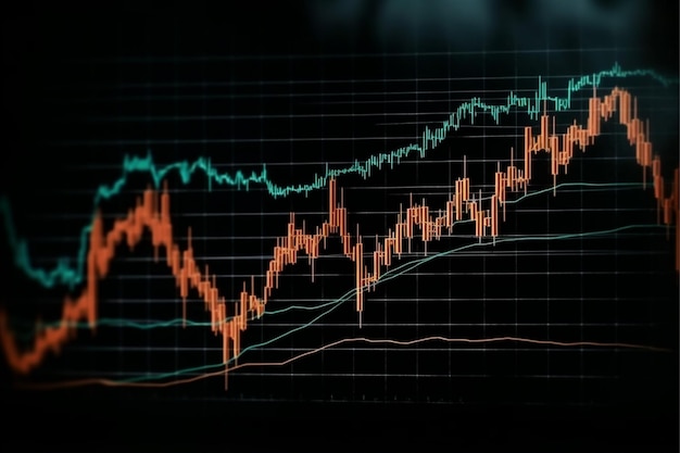 ein Aktiendiagramm mit einem Liniendiagramm darauf, Börsen- oder Devisenhandelsdiagramm