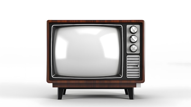 Ein alter Fernseher mit einem monochromen Kinscope, isoliert auf weißem Hintergrund