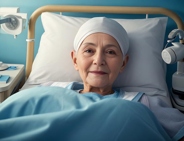 Ein alter Krebspatient im Krankenhausbett