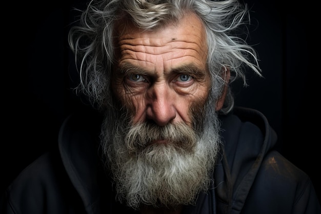 ein alter Mann mit Bart und weißen Haaren