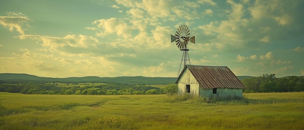 Foto ein alter windmühleturm auf dem amerikanischen land