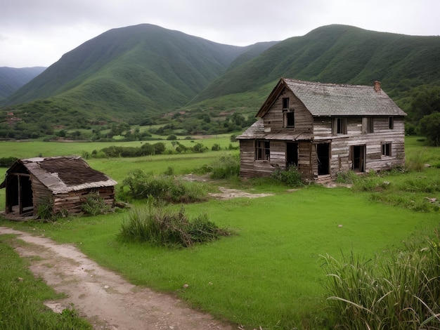 Ein altes baufälliges Haus Dramatische Landschaft