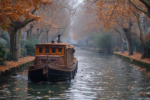 Ein altes Boot im Stadtkanal auf dem Wasser