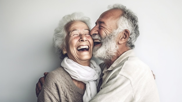 ein altes Paar Großeltern, die glücklich lächeln