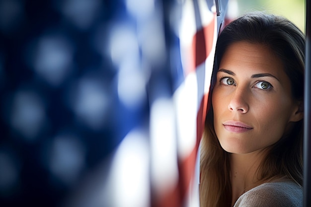 Foto ein amerikanischer wähler in einem wahllokal, der für den nächsten präsidenten der usa stimmt