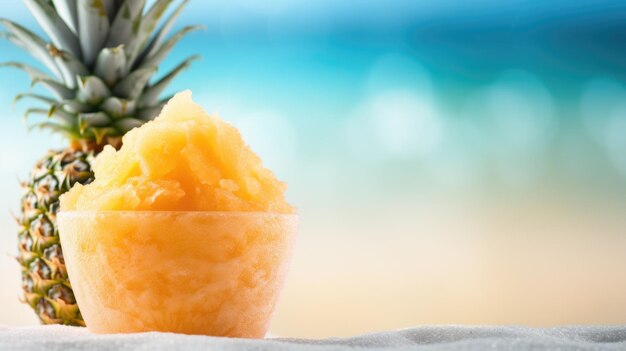 Ein Ananassorbet am Strand