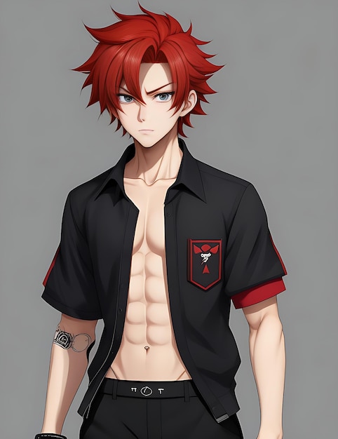 Ein Anime-Junge mit roten Haaren