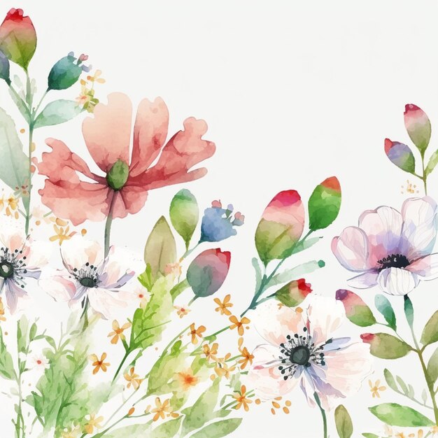 Ein Aquarell-Blumenmuster mit Blumen.