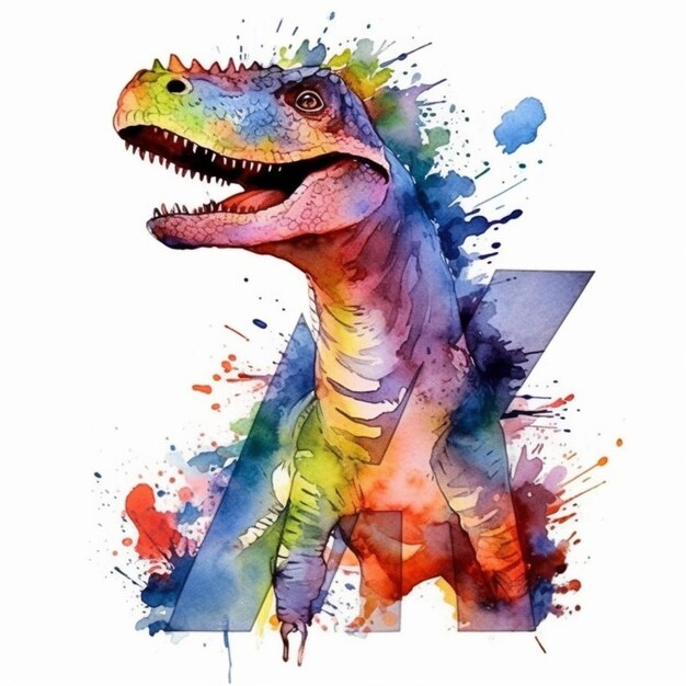 Ein Aquarell-Dinosaurier