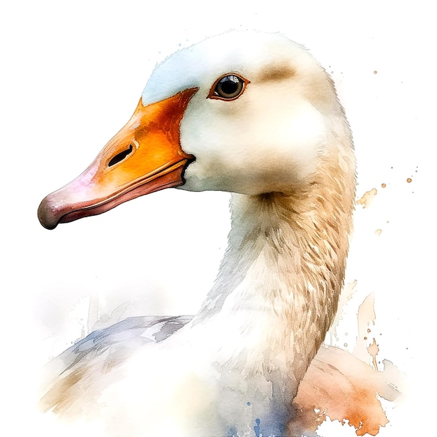 Ein Aquarell einer Gans mit gelbem Schnabel.