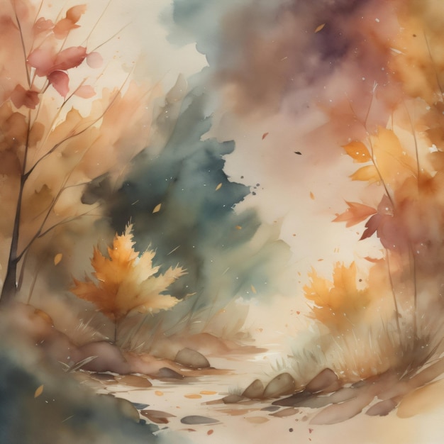 Ein Aquarell von Herbstlaub.