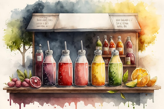 Foto ein aquarellbild einer flasche