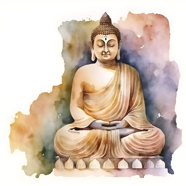 Ein Aquarellbild eines Buddha.