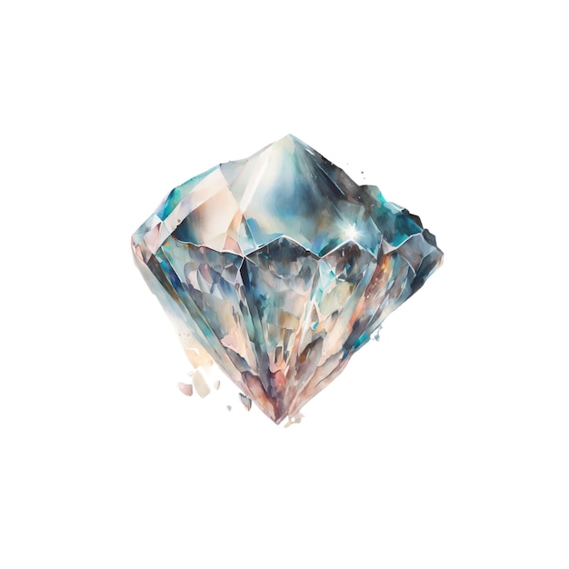 Ein Aquarellbild eines Diamanten mit dem Wort Diamant darauf.