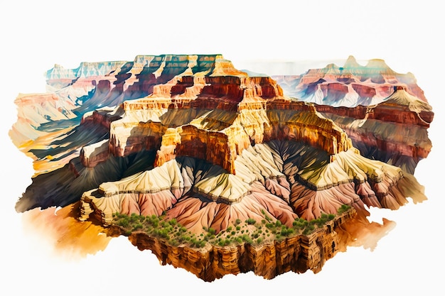 Ein Aquarellbild eines Grand Canyon.