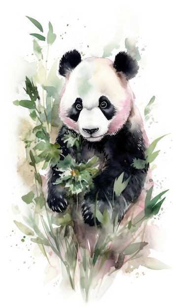 Ein Aquarellbild eines Pandabären