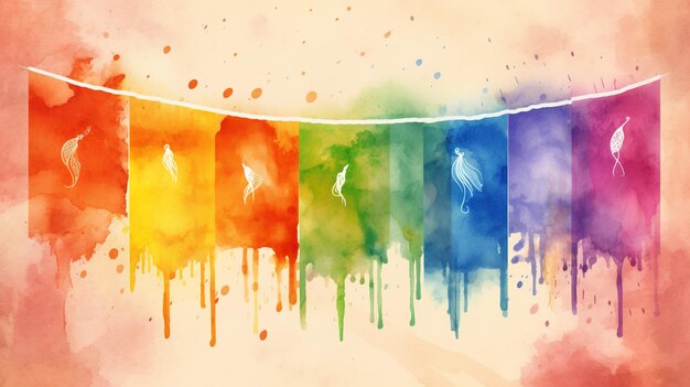 Foto ein aquarellbild eines regenbogens mit einem banner, auf dem 