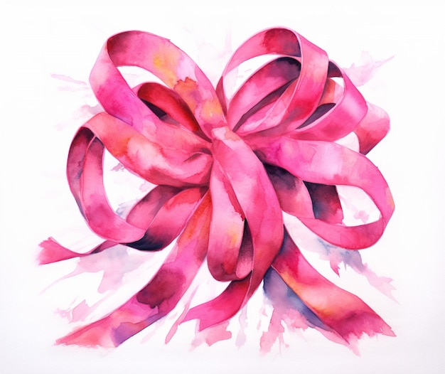 Foto ein aquarellbild mit einem leuchtend rosa band