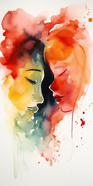 Ein Aquarellbild von zwei Menschen, von denen einer „Liebe“ heißt.