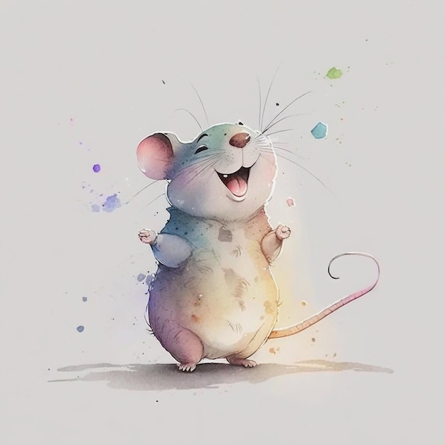 Ein Aquarellgemälde einer glücklichen Maus