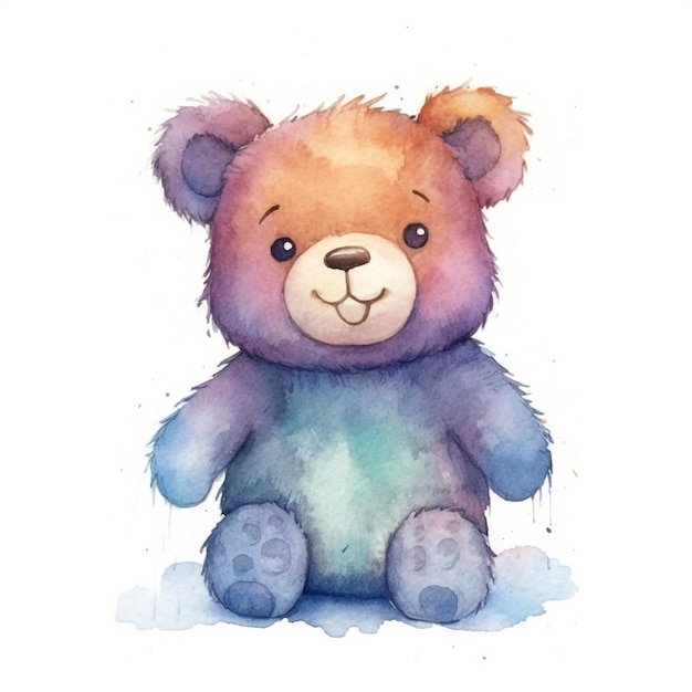 Ein Aquarellgemälde eines Teddybären