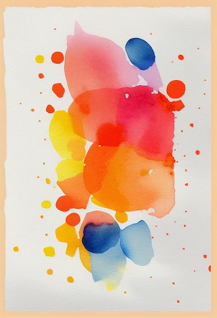 Ein Aquarellgemälde mit den Farben Orange, Blau und Gelb.